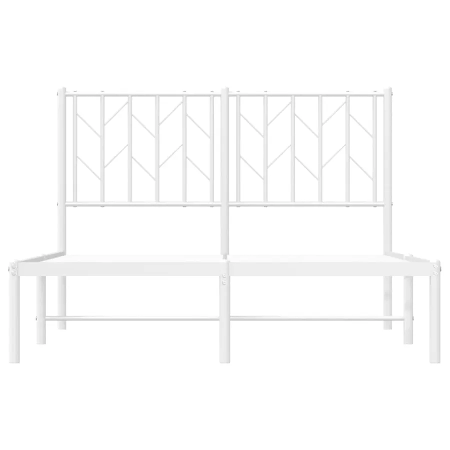 Cadre de lit métal sans matelas et tête de lit blanc 120x190 cm - 5