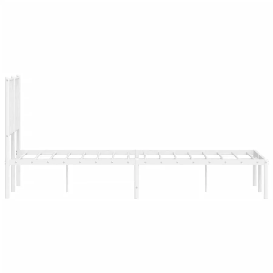 Cadre de lit métal sans matelas et tête de lit blanc 120x190 cm - 6