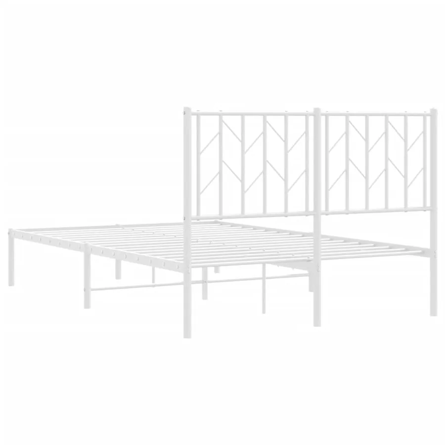 Cadre de lit métal sans matelas et tête de lit blanc 120x190 cm - 7