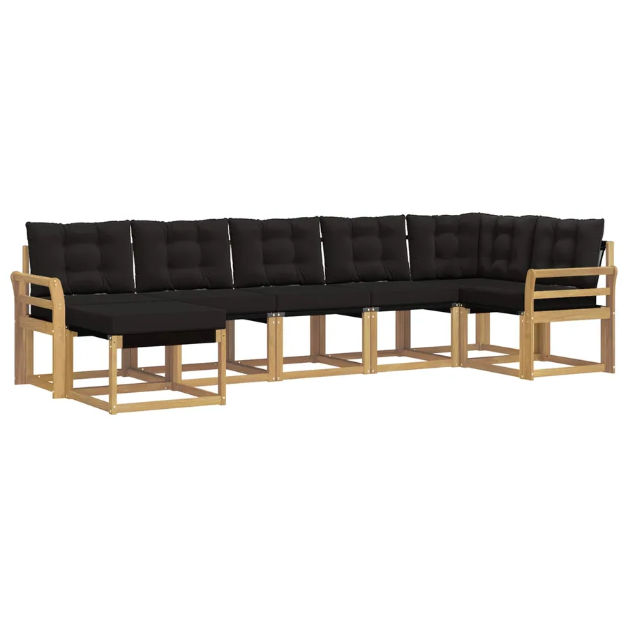 Ensemble de canapés d'extérieur 7 pcs Blanc et noir - 2