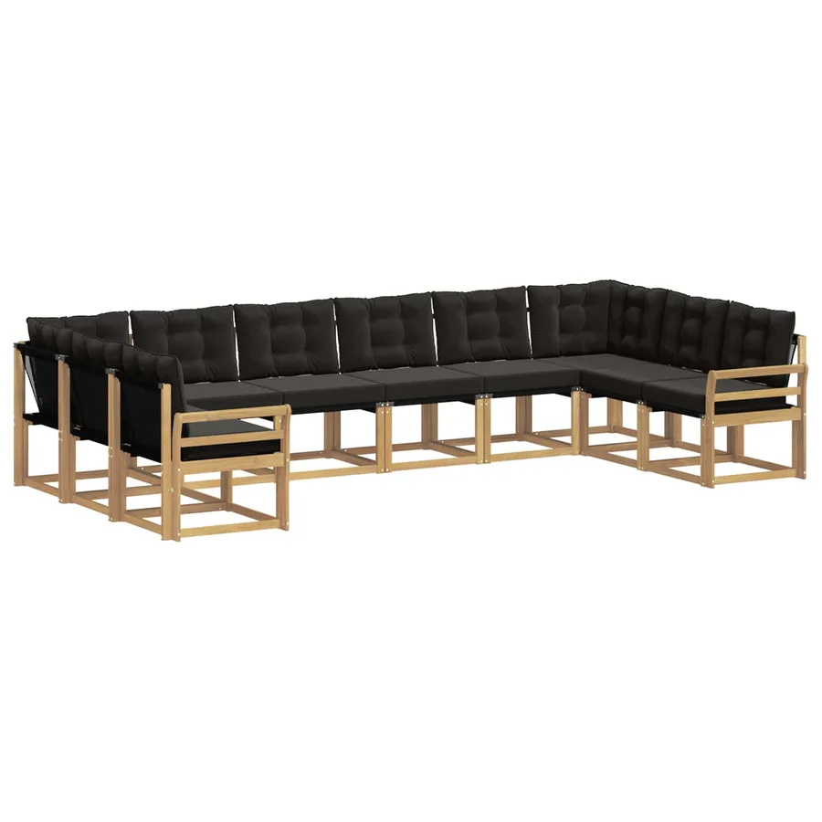 Ensemble de canapés d'extérieur 10 pcs Blanc et noir - 2