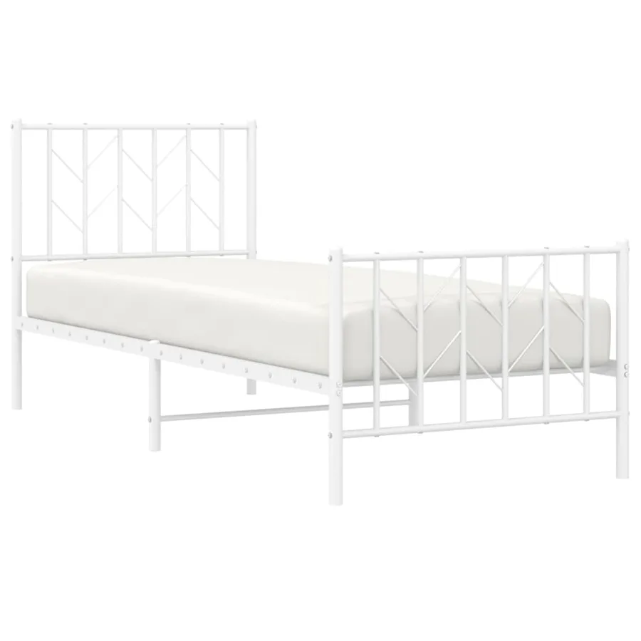 Cadre de lit métal sans matelas avec pied de lit blanc 80x200cm - 3