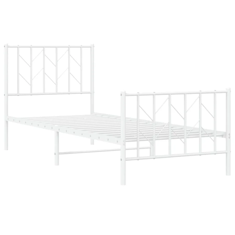Cadre de lit métal sans matelas avec pied de lit blanc 80x200cm - 4