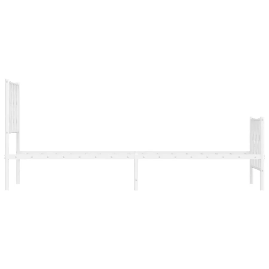 Cadre de lit métal sans matelas avec pied de lit blanc 80x200cm - 5