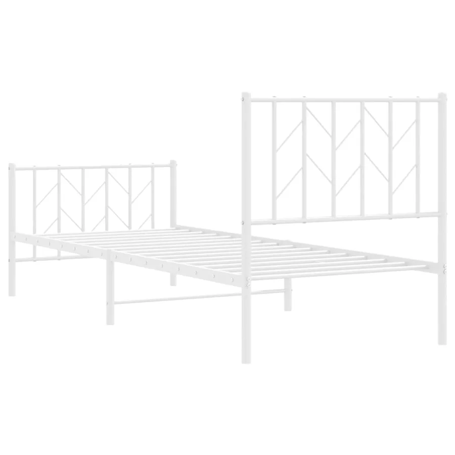 Cadre de lit métal sans matelas avec pied de lit blanc 80x200cm - 6