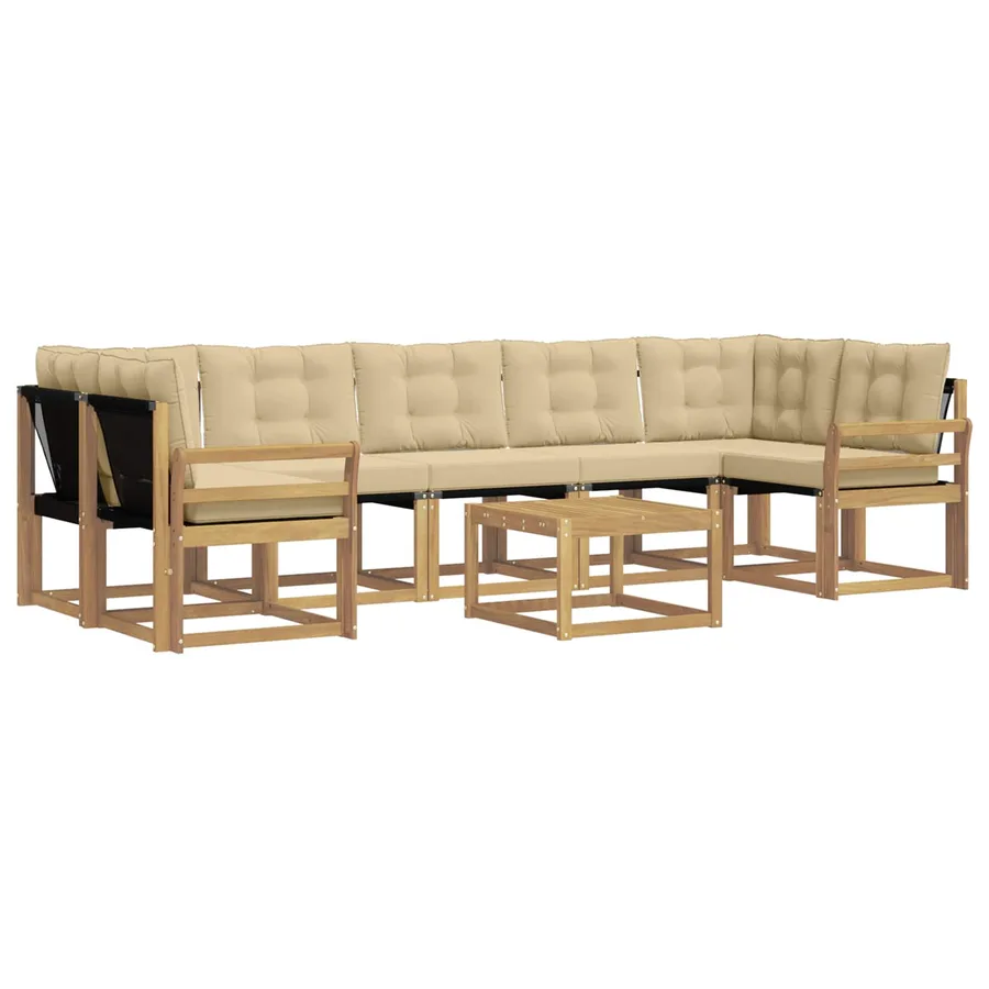 Ensemble de canapés d'extérieur 8 pcs Blanc et Beige - 2
