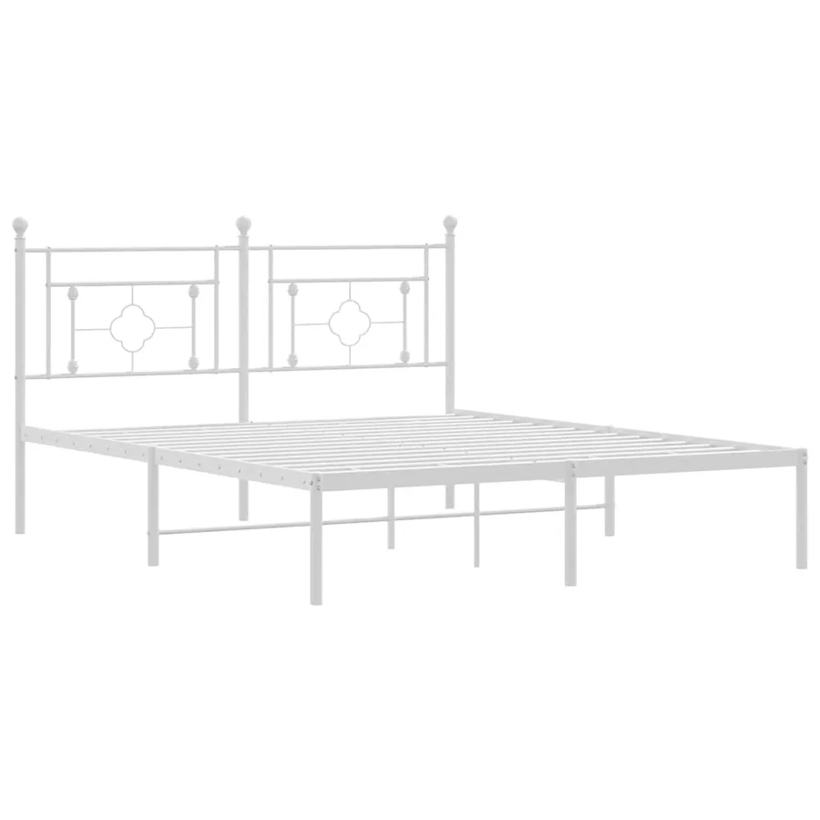 Cadre de lit métal sans matelas et tête de lit blanc 160x200 cm - 3