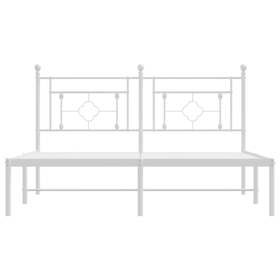 Cadre de lit métal sans matelas et tête de lit blanc 160x200 cm - 5