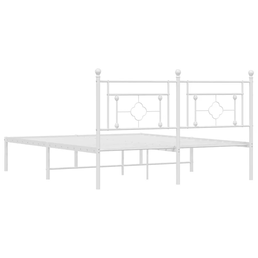 Cadre de lit métal sans matelas et tête de lit blanc 160x200 cm - 7