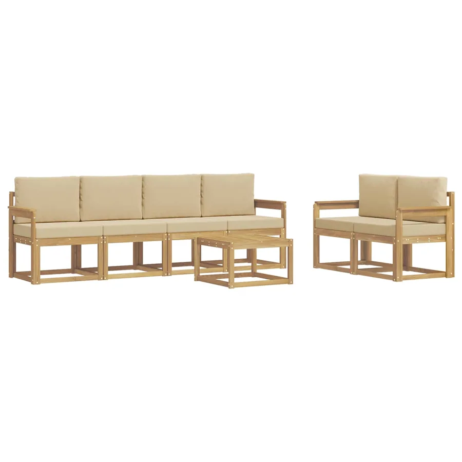 Ensemble de canapés d'extérieur 7 pcs Blanc et Beige - 2