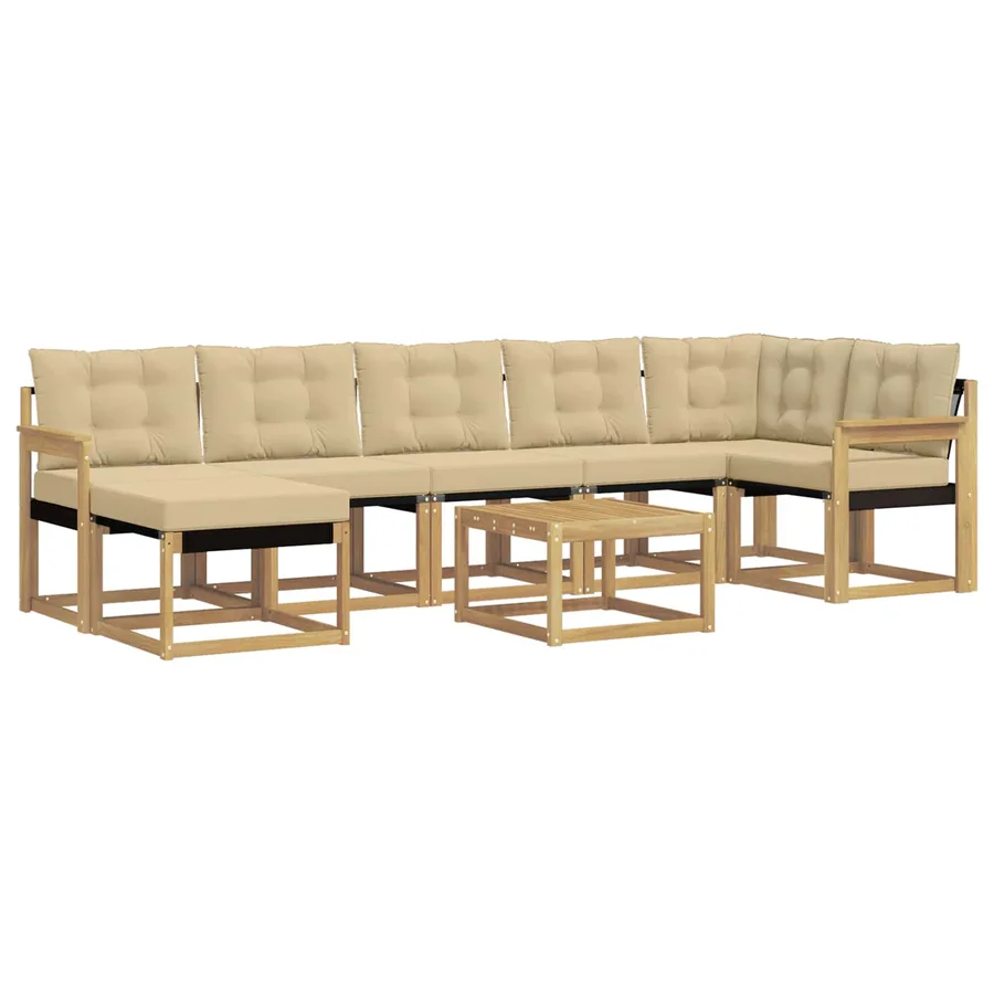 Ensemble de canapés d'extérieur 8 pcs Blanc et Beige - 2