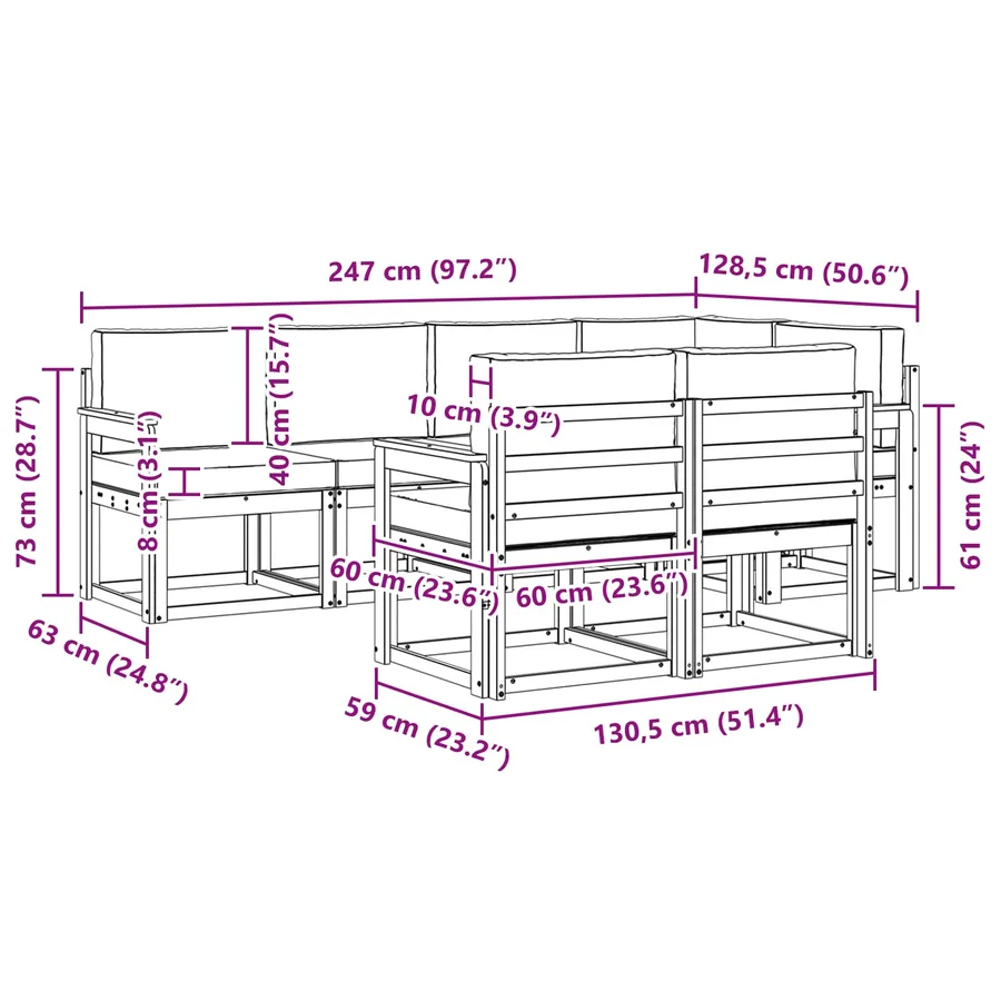 Ensemble de canapés d'extérieur 7 pcs Blanc et anthracite - 7