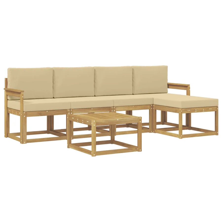 Ensemble de canapés d'extérieur 6 pcs Blanc et Beige - 2