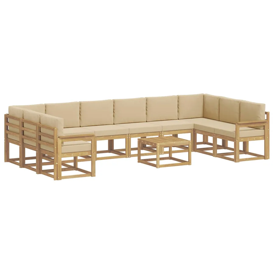 Ensemble de canapés d'extérieur 11 pcs Blanc et Beige - 2