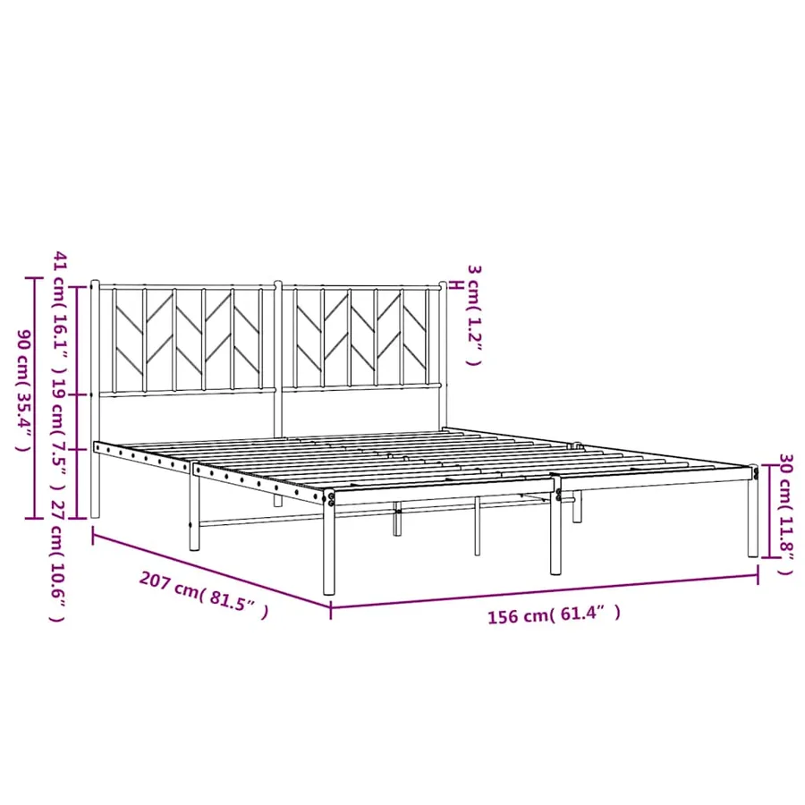 Cadre de lit métal sans matelas et tête de lit blanc 150x200 cm - 11
