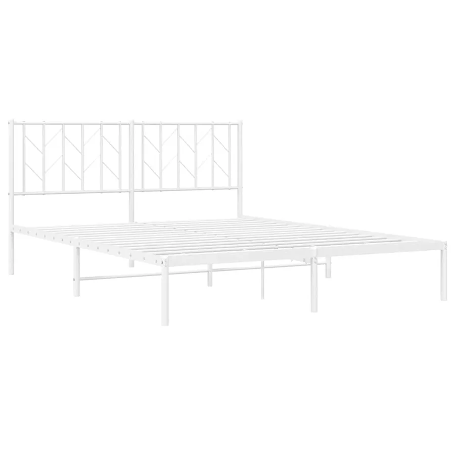 Cadre de lit métal sans matelas et tête de lit blanc 150x200 cm - 4