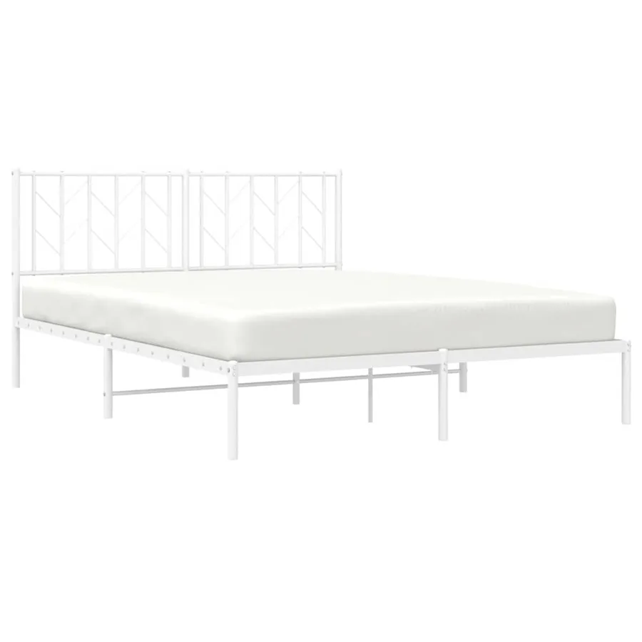 Cadre de lit métal sans matelas et tête de lit blanc 150x200 cm - 5