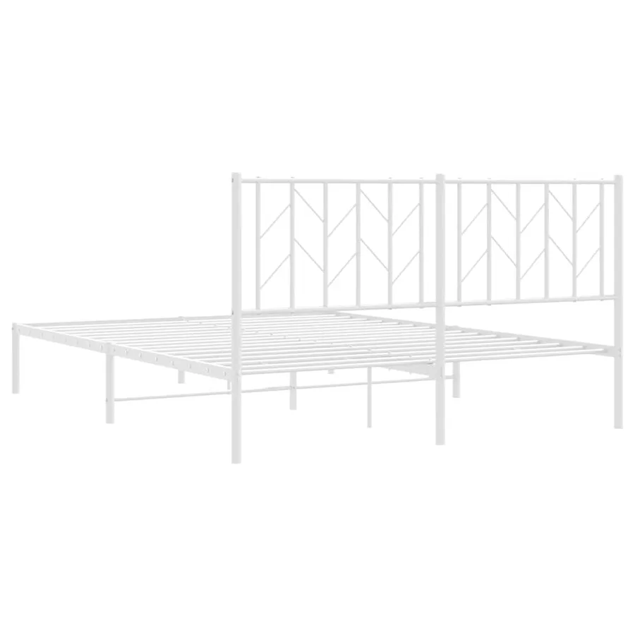 Cadre de lit métal sans matelas et tête de lit blanc 150x200 cm - 8