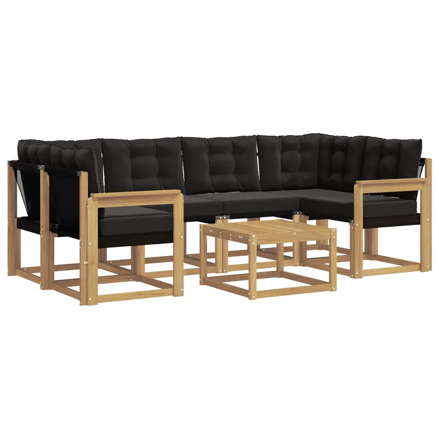 Ensemble de canapés d'extérieur 7 pcs Blanc et noir - 2