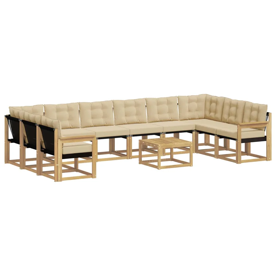 Ensemble de canapés d'extérieur 11 pcs Blanc et Beige - 2