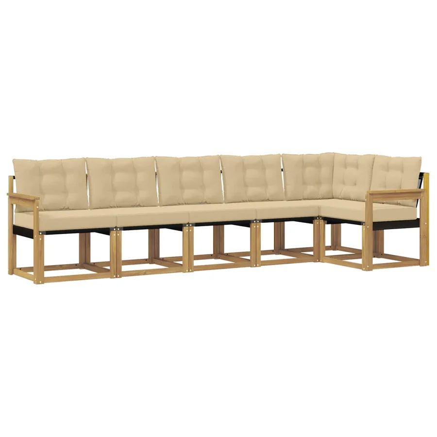Ensemble de canapés d'extérieur 6 pcs Blanc et Beige - 2