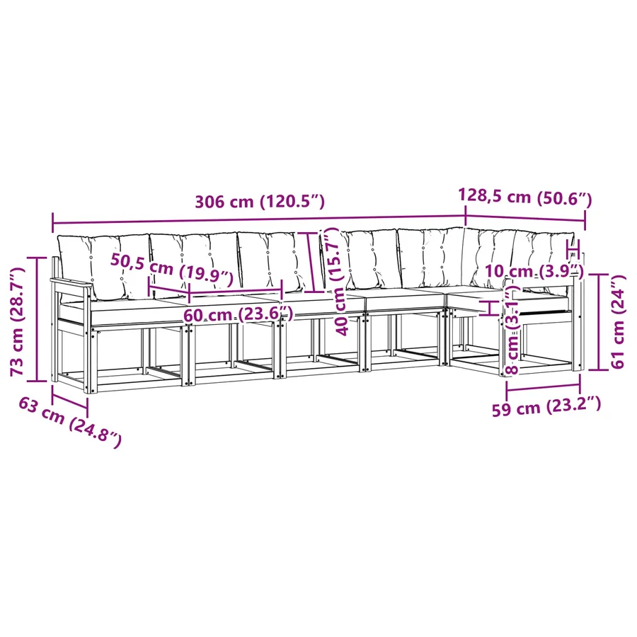 Ensemble de canapés d'extérieur 6 pcs Blanc et Beige - 9