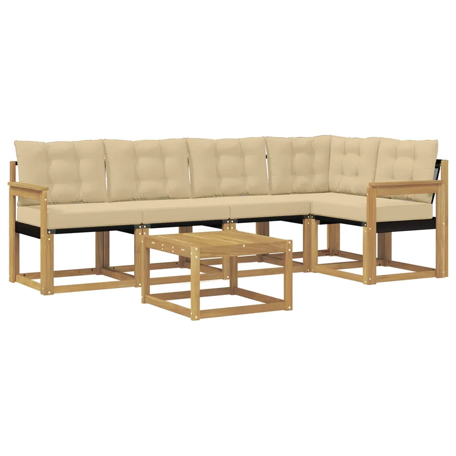 Ensemble de canapés d'extérieur 6 pcs Blanc et Beige - 2