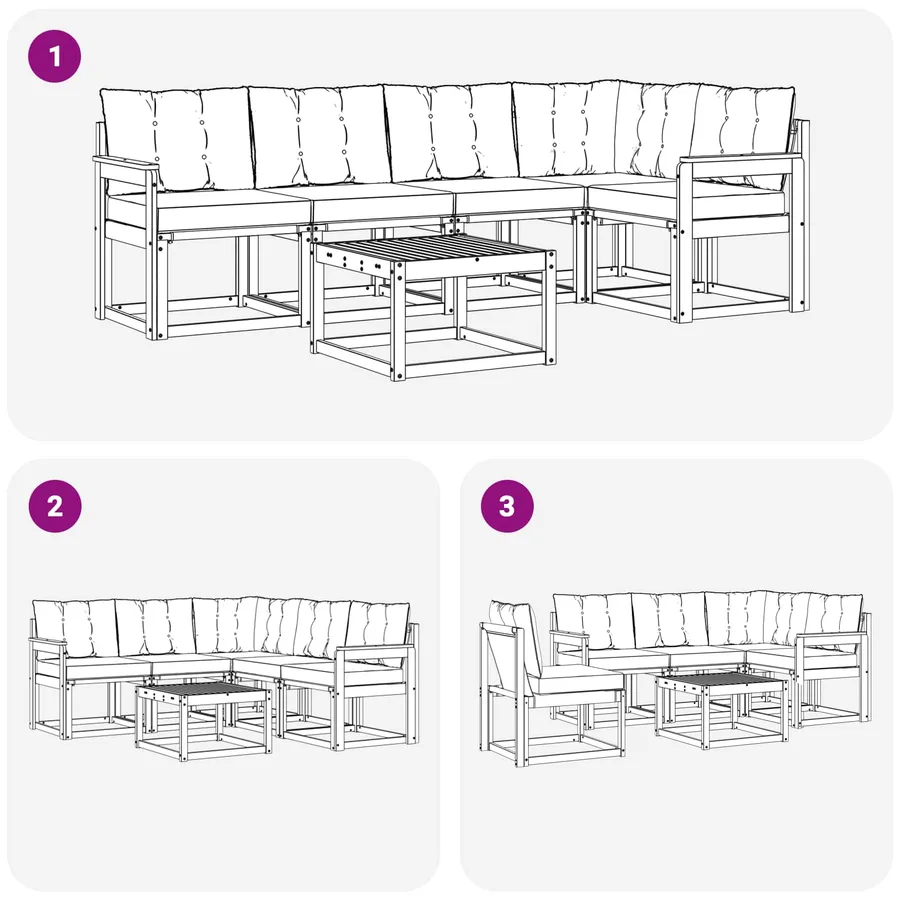 Ensemble de canapés d'extérieur 6 pcs Blanc et Beige - 9