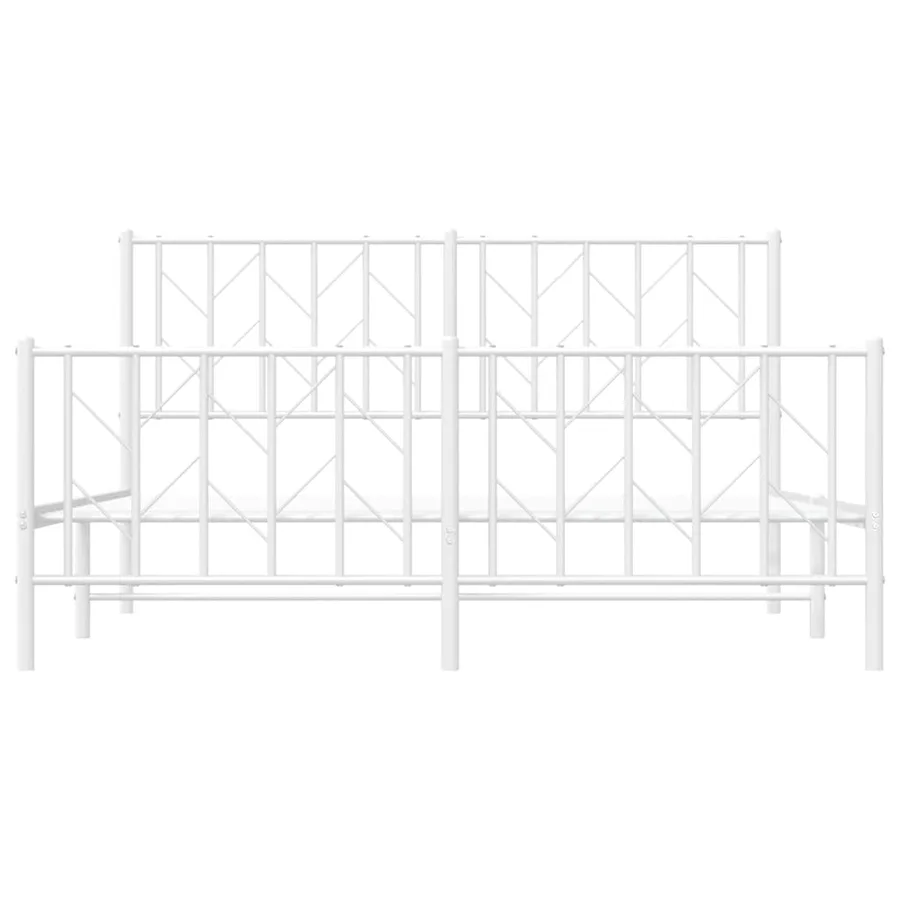 Cadre de lit métal sans matelas et pied de lit blanc 150x200 cm - 6