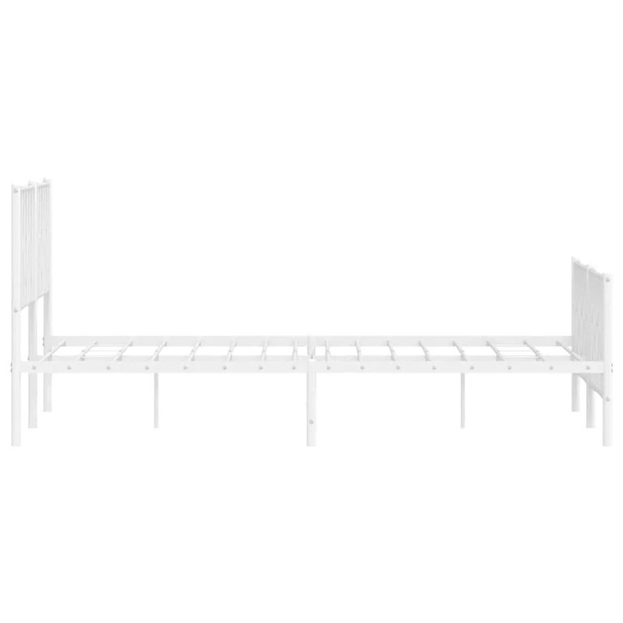 Cadre de lit métal sans matelas et pied de lit blanc 150x200 cm - 7