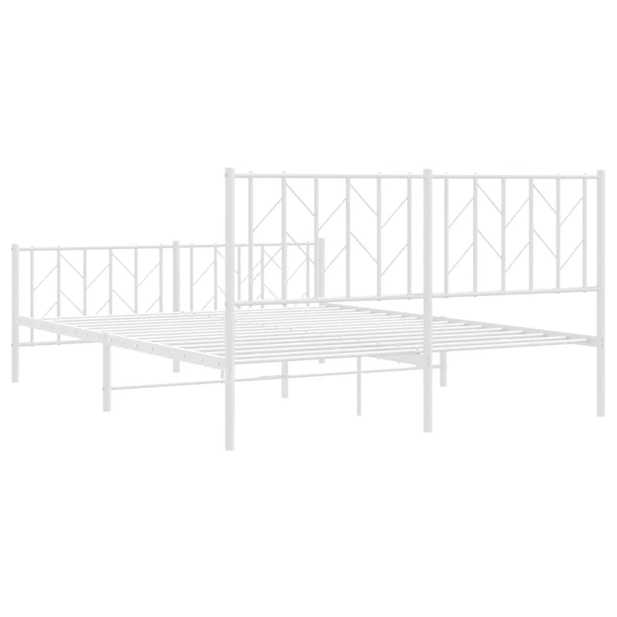 Cadre de lit métal sans matelas et pied de lit blanc 150x200 cm - 8