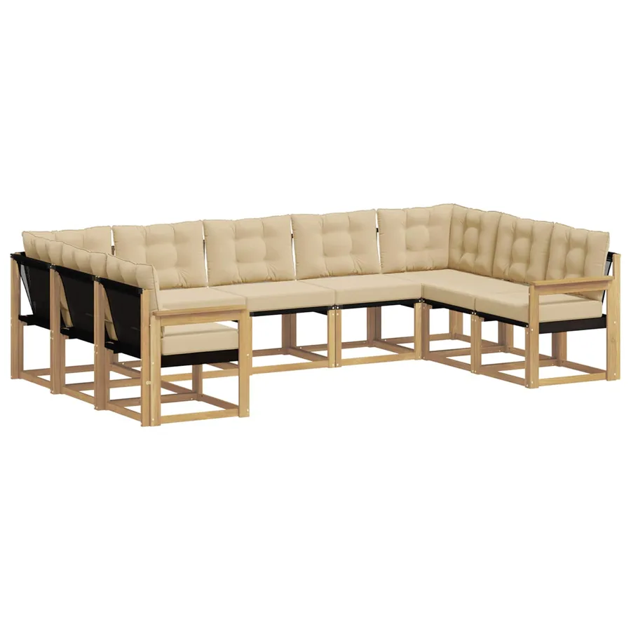Ensemble de canapés d'extérieur 9 pcs Blanc et Beige - 2