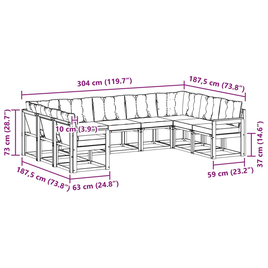 Ensemble de canapés d'extérieur 9 pcs Blanc et Beige - 9