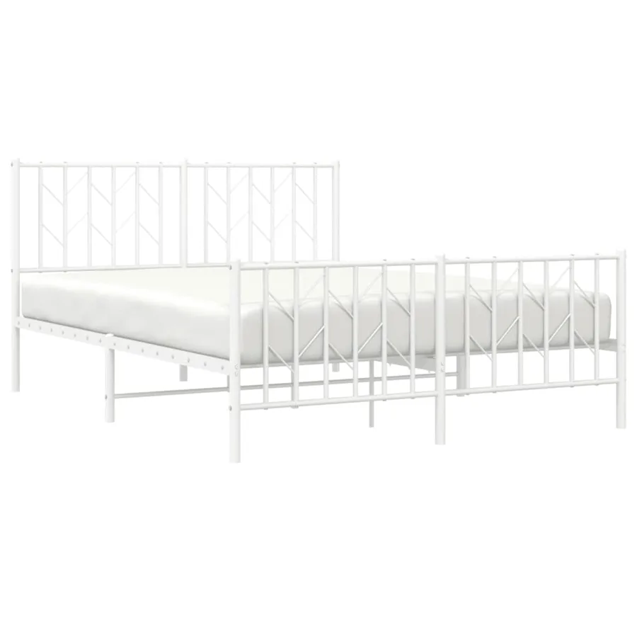 Cadre de lit métal sans matelas et pied de lit blanc 140x190 cm - 3