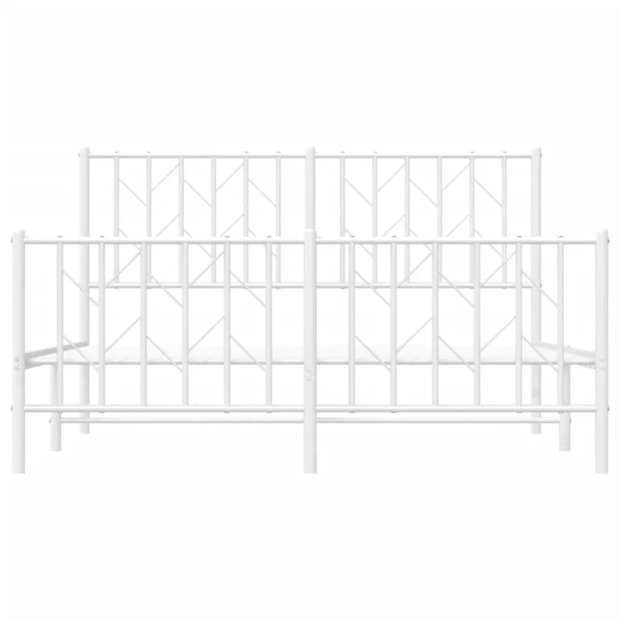 Cadre de lit métal sans matelas et pied de lit blanc 140x190 cm - 5