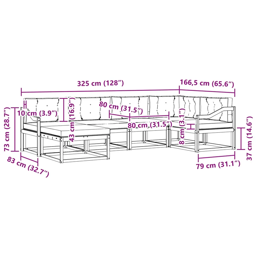 Ensemble de canapés d'extérieur 5 pcs Blanc et crème Polyester - 7