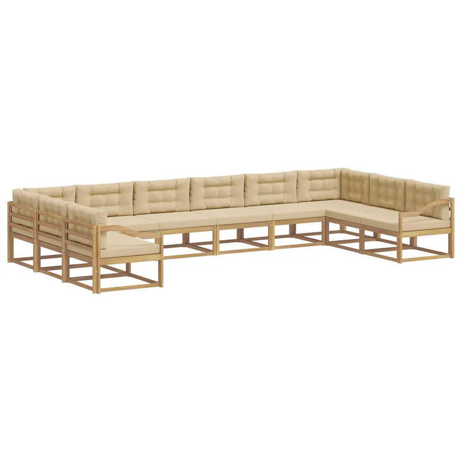 Ensemble de canapés d'extérieur 10 pcs Blanc et Beige - 2