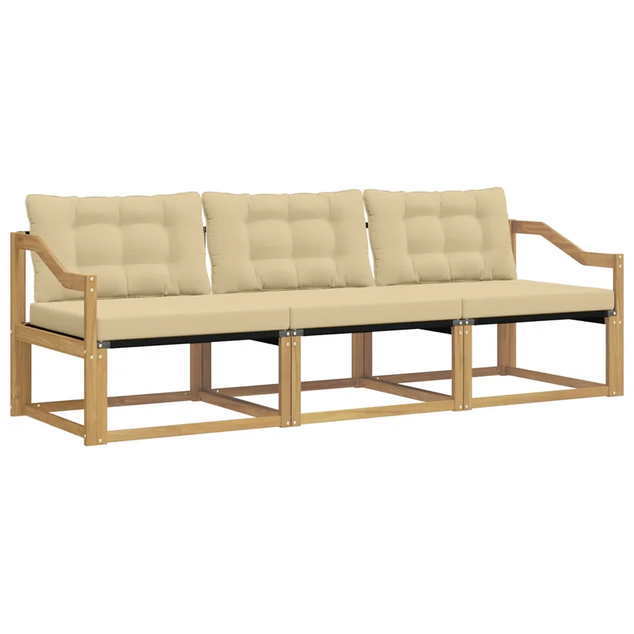 Ensemble de canapés d'extérieur 3 pcs Blanc et Beige - 2