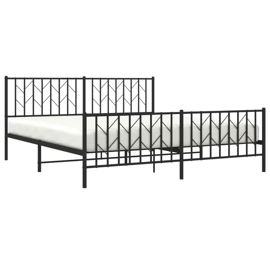 Cadre de lit métal sans matelas avec pied de lit noir 183x213cm - 3