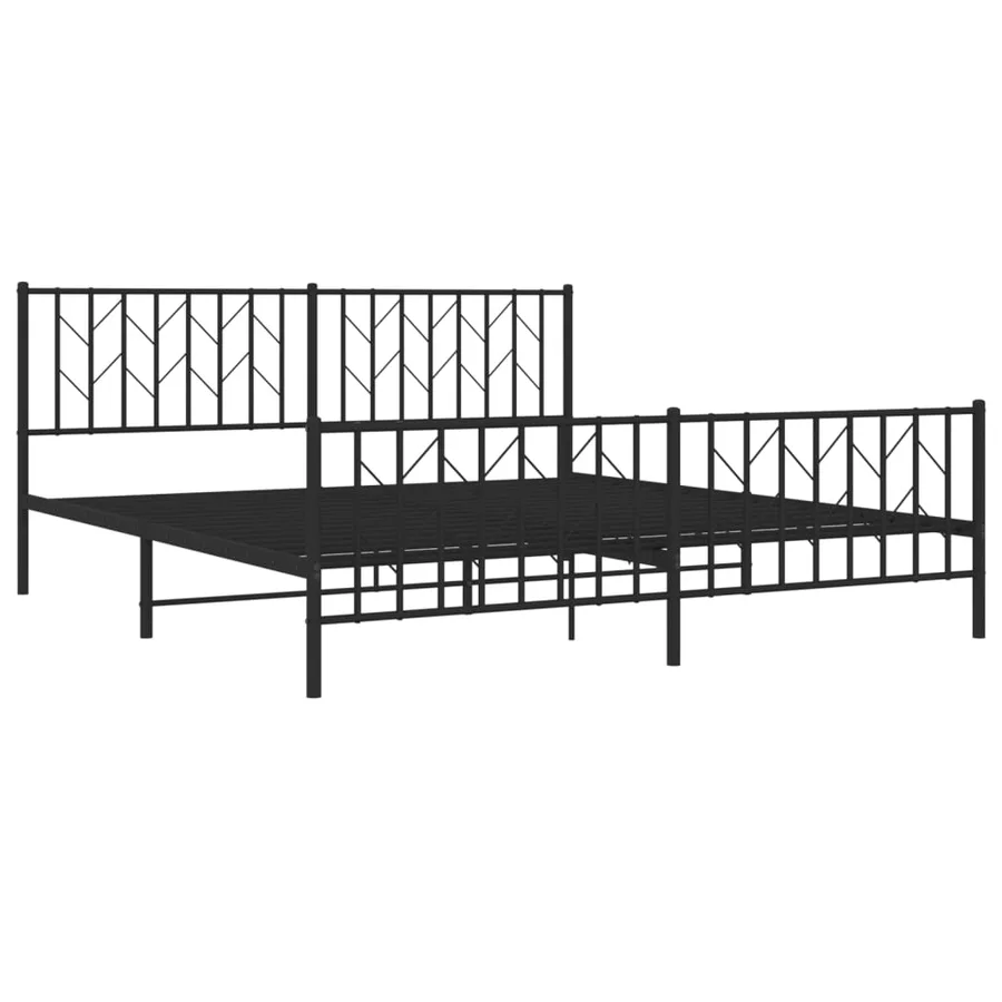 Cadre de lit métal sans matelas avec pied de lit noir 183x213cm - 4