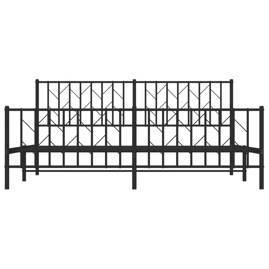 Cadre de lit métal sans matelas avec pied de lit noir 183x213cm - 5