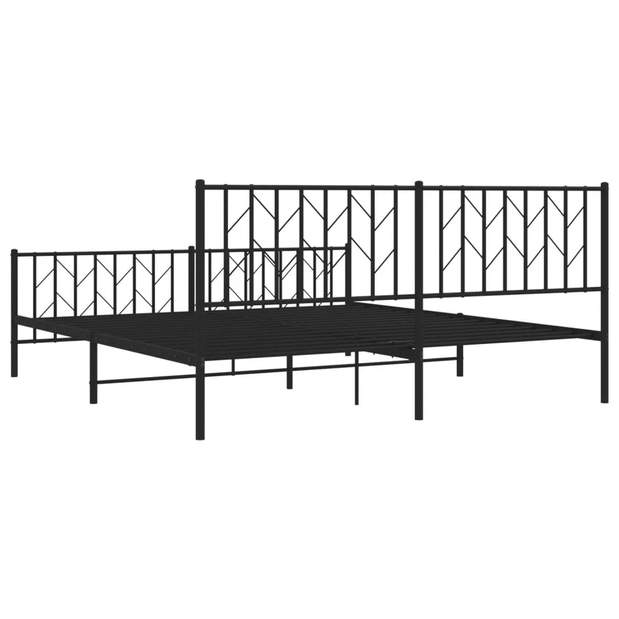 Cadre de lit métal sans matelas avec pied de lit noir 183x213cm - 7