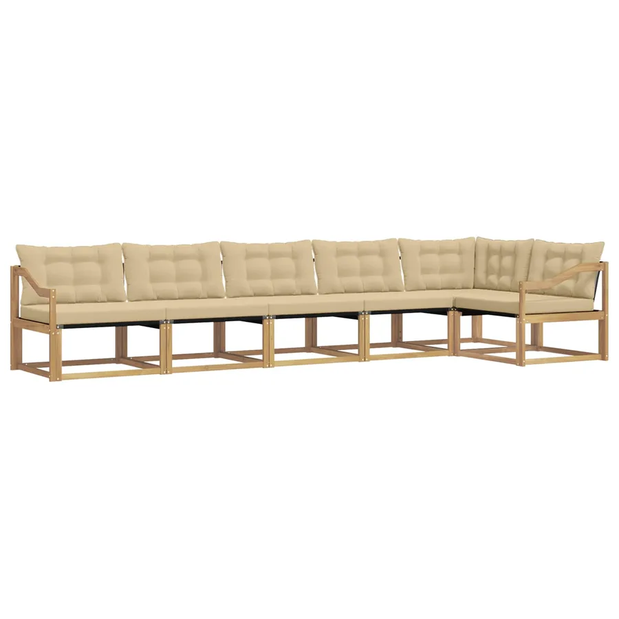 Ensemble de canapés d'extérieur 6 pcs Blanc et Beige - 2