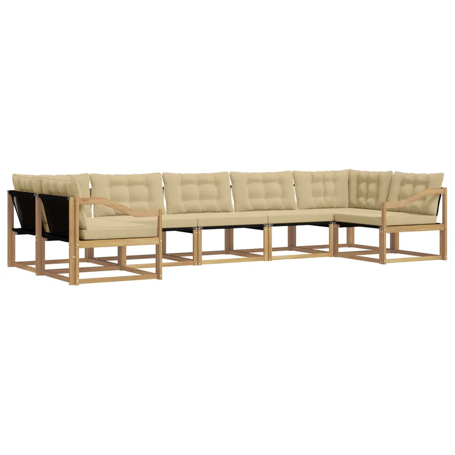 Ensemble de canapés d'extérieur 7 pcs Blanc et Beige - 2