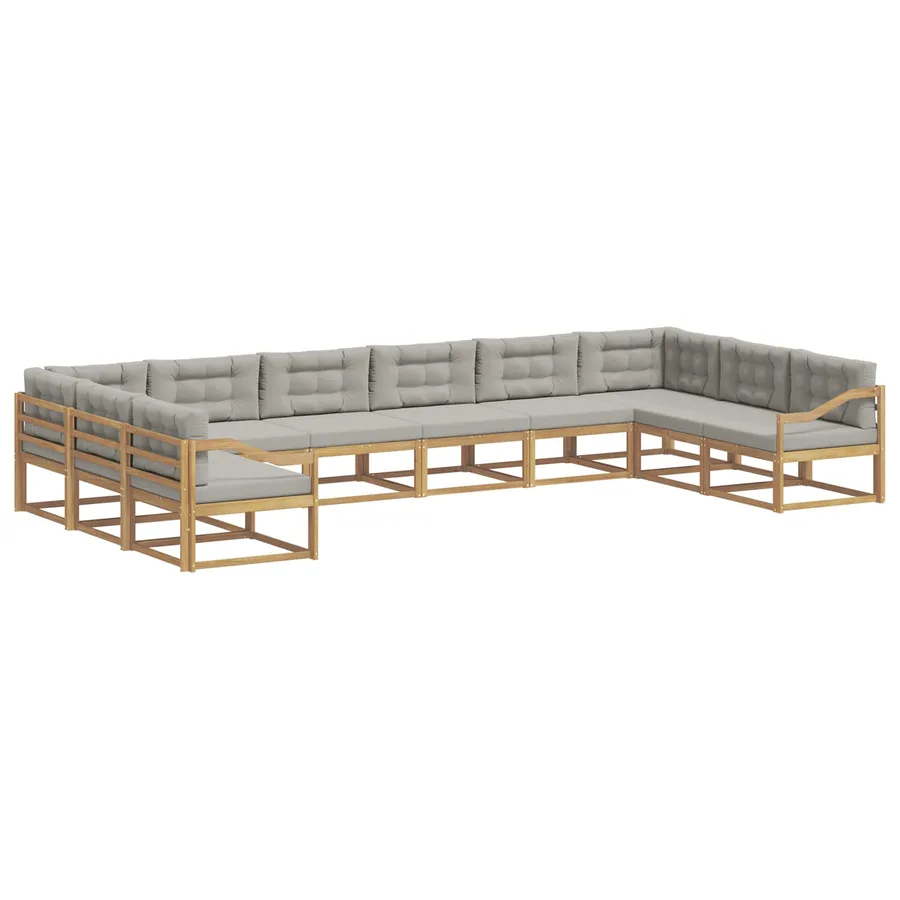 Ensemble de canapés d'extérieur 10 pcs Blanc et gris clair - 2