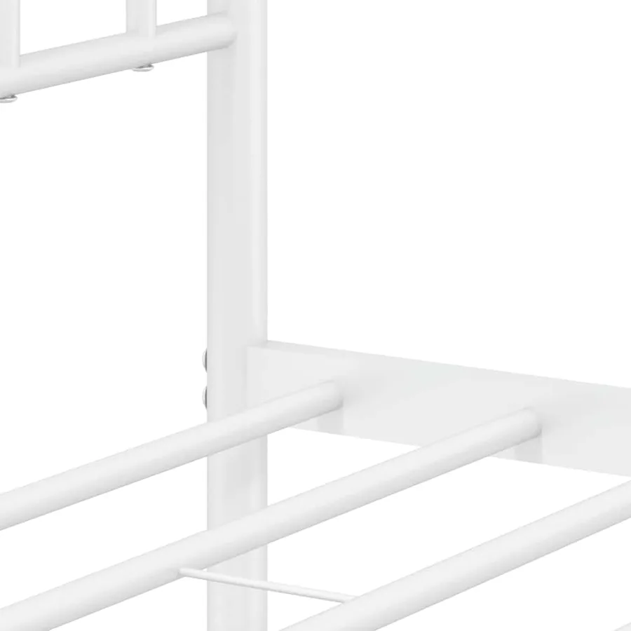 Cadre de lit métal sans matelas et pied de lit blanc 150x200 cm - 11