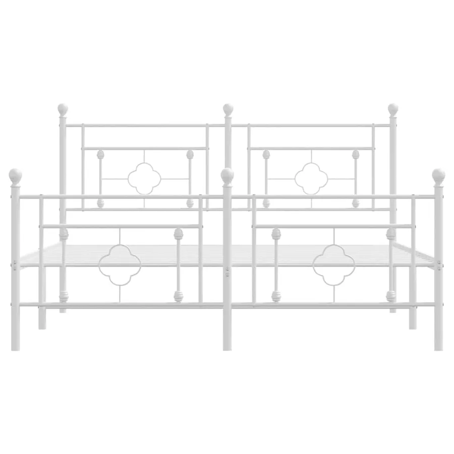 Cadre de lit métal sans matelas et pied de lit blanc 150x200 cm - 6