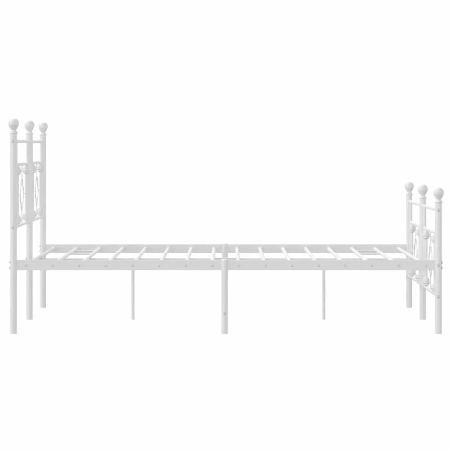 Cadre de lit métal sans matelas et pied de lit blanc 150x200 cm - 7
