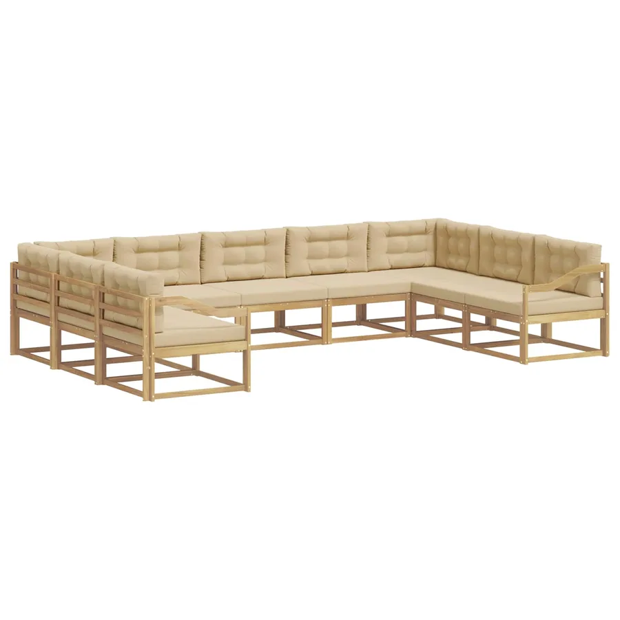Ensemble de canapés d'extérieur 9 pcs Blanc et Beige - 2