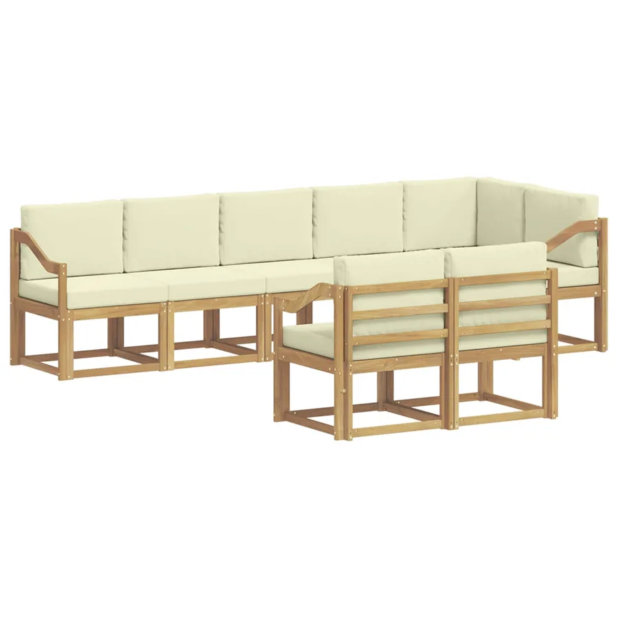 Ensemble de canapés d'extérieur 8 pcs Blanc et crème Polyester - 2